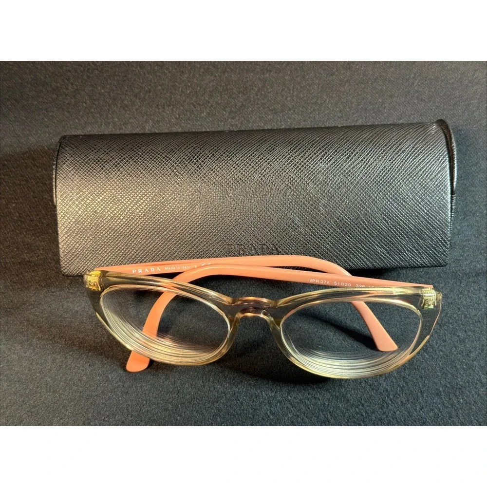 Prada VPR 07V Clear Pink Nude Cat Eye Eyeglasses Frames 51[]20-145 W/ Case